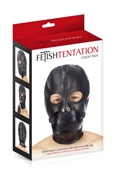 Капюшон з кляпом для БДСМ Fetish Tentation BDSM hood in leatherette with removable gag - фото 3