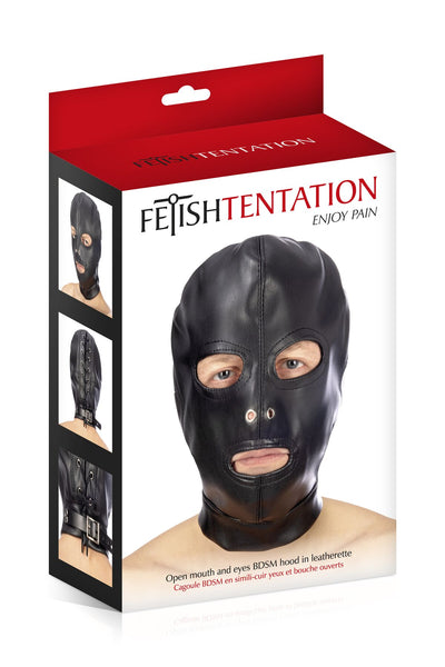 Капюшон для БДСМ Fetish Tentation Open mouth and eyes BDSM Hood - фото 3