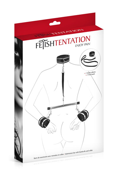 Фіксатор для рук і шиї Fetish Tentation Submission bar with handcuffs and collar - фото 3