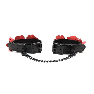 Наручники Liebe Seele Flower Rhythm - Black and Red Leather Flowers Hand Cuffs (м'яте паковання!!!) - фото 4