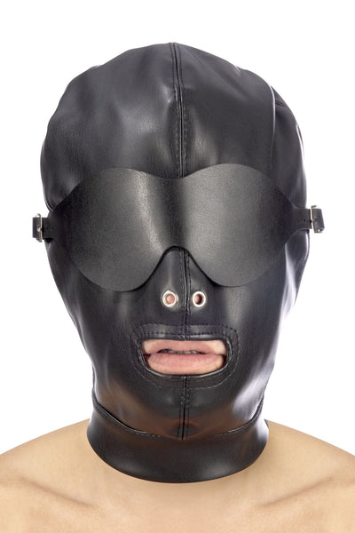 Капюшон для БДСМ зі знімною маскою Fetish Tentation BDSM hood in leatherette with removable mask - фото 1