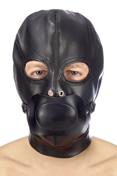 Капюшон з кляпом для БДСМ Fetish Tentation BDSM hood in leatherette with removable gag - фото 1