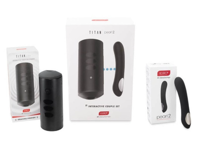 Интерактивный набор: мастурбатор Kiiroo Titan + стимулятор точки G Pearl 2 Couple Set Black - фото 4