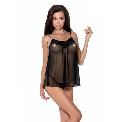 Сорочка прозрачная бэби-долл Passion MELANIA CHEMISE, трусики - фото 11