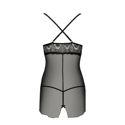 Прозрачная сорочка приталенная Passion QUENTRIS CHEMISE, трусики - фото 20