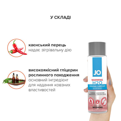 Main image for product index 19: Зігрівальна змазка на водній основі JO H2O WARMING з екстрактом перцевої м’яти