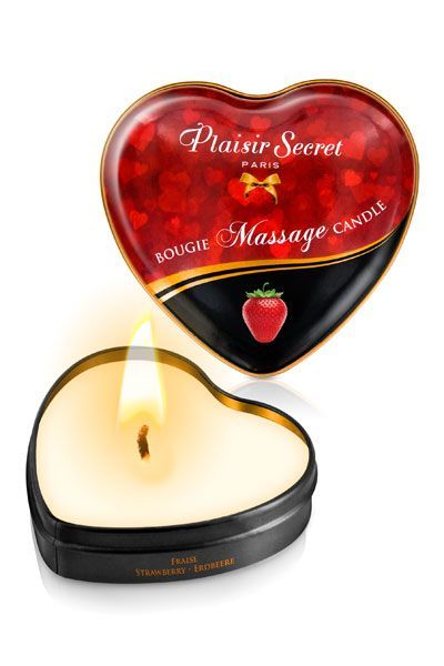 Масажна свічка-серце Plaisirs Secrets Strawberry - фото 1
