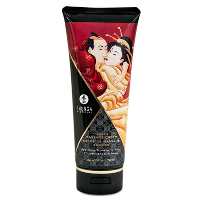Съедобный массажный крем Shunga Kissable Massage Cream – Sparkling Strawberry Wine - фото 1