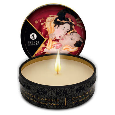 Массажная свеча Shunga Mini Massage Candle - Sparkling Strawberry Wine - фото 1