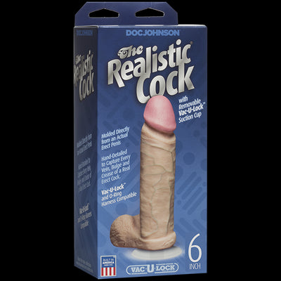 Main image for product index 3: Фаллоимитатор Doc Johnson The Realistic Cock White - PVC, Vack-U-Lock