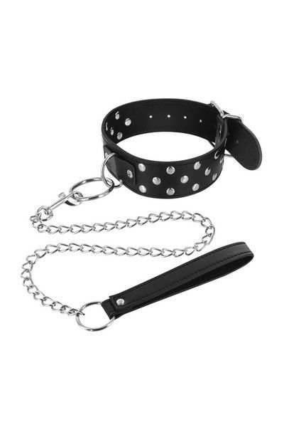 Нашийник з повідцем Fetish Tentation Rivets and Leash - фото 1