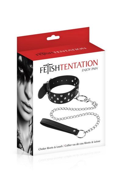 Нашийник з повідцем Fetish Tentation Rivets and Leash - фото 2