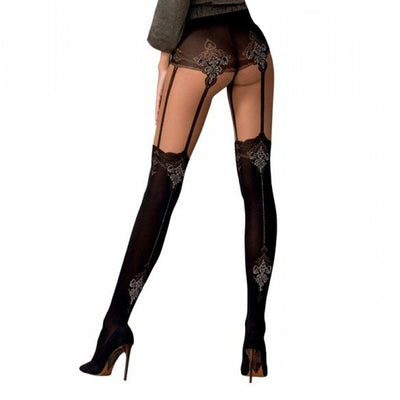 Main image for product index 16: Колготки с эффектом чулок на подвязках Passion TI112 (60/20 den), nero-gold