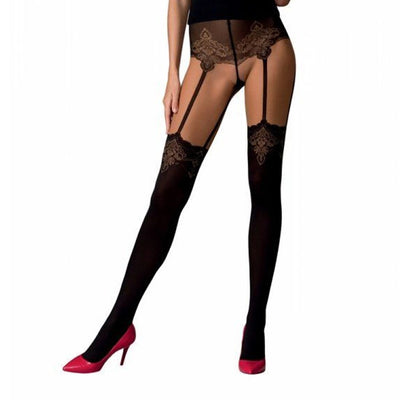 Main image for product index 15: Колготки с эффектом чулок на подвязках Passion TI112 (60/20 den), nero-gold