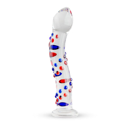Стеклянный дилдо с изгибами и рисунком Gildo Glass Dildo No. 3 - фото 1