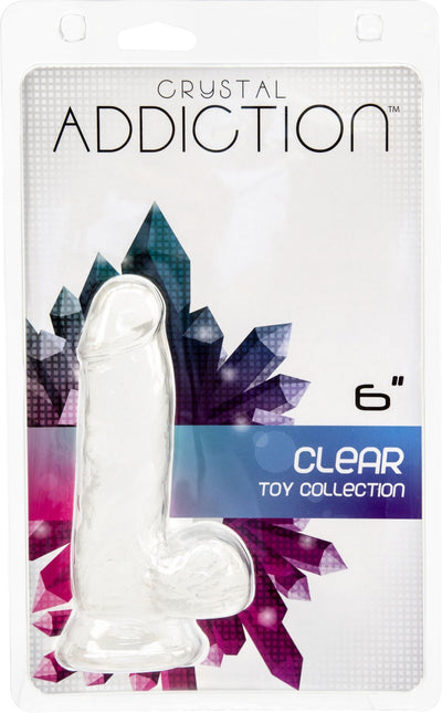 Прозорий фалоімітатор на присосці ADDICTION — Clear Dildo with Balls, віброкуля в подарунок - фото 9