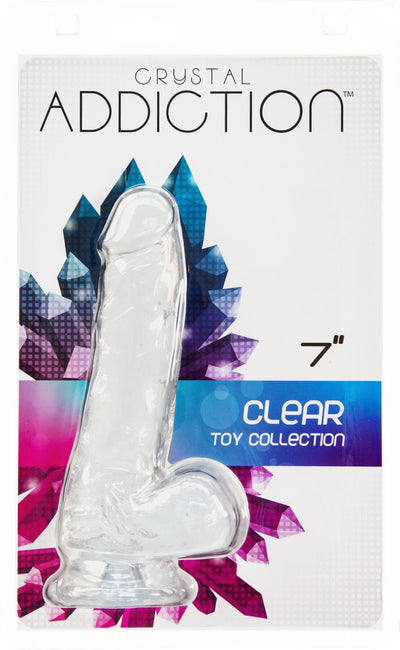Прозорий фалоімітатор на присосці ADDICTION — Clear Dildo with Balls, віброкуля в подарунок - фото 4