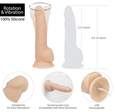 Main image for product index 5: Фаллоимитатор с вибрацией и ротацией Naked ADDICTION James Rotating & Vibrating Dong