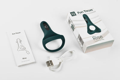 Main image for product index 14: Подвійне ерекційне кільце Fun Town Rise Turquoise, керування зі смартфона