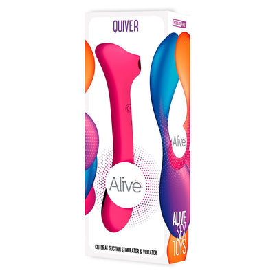 Вибратор и вакуумный клиторальный стимулятор 2-в-1 Alive Quiver - фото 10