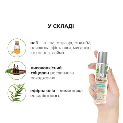 Main image for product index 4: Масажна олія JO Naturals Massage Oil Peppermint & Eucalyptus з ефірними оліями