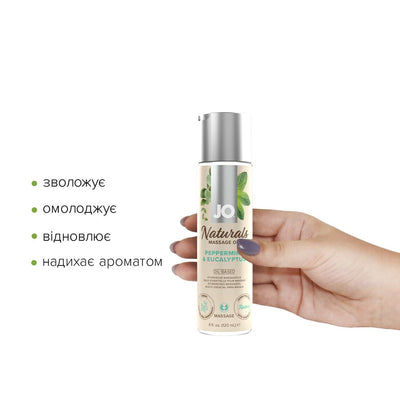 Main image for product index 2: Масажна олія JO Naturals Massage Oil Peppermint & Eucalyptus з ефірними оліями