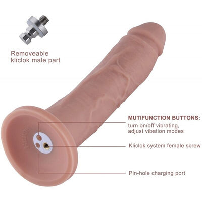 Фалоімітатор з вібрацією для секс-машин Hismith Silicone Dildo with Vibe, KlicLok - фото 2