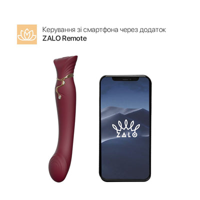 Смартвібратор 3в1 Zalo — Queen, пульсуюча перлина та вакуум, кристал Swarovski - фото 13