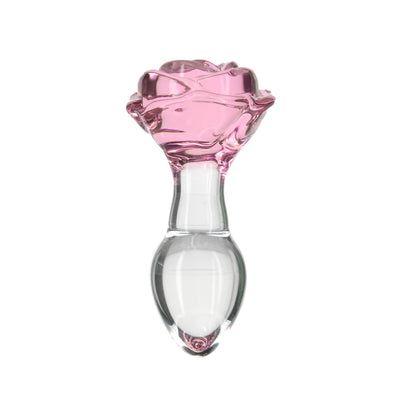 Скляна анальна пробка Pillow Talk Rosy Luxurious Glass Anal Plug, віброкуля в подарунок - фото 1