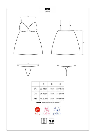 Main image for product index 7: Сатиновый пеньюар Obsessive 810-BAB-1 babydoll & thong