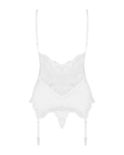 Сатиновый кружевной корсет Obsessive 810-COR-2 babydoll & thong - фото 14