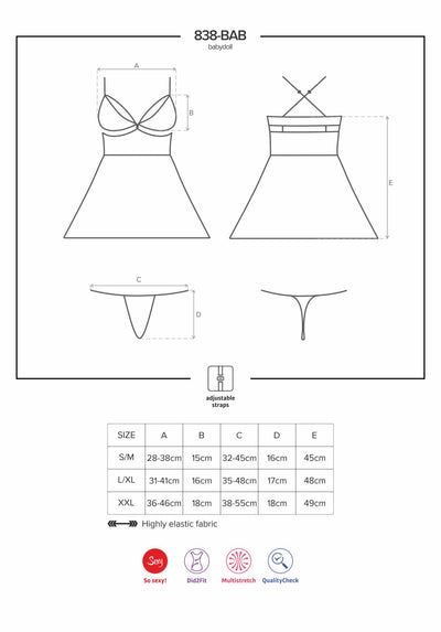 Main image for product index 8: Еротичний мереживний комплект Obsessive 838-BAB-1 babydoll & thong