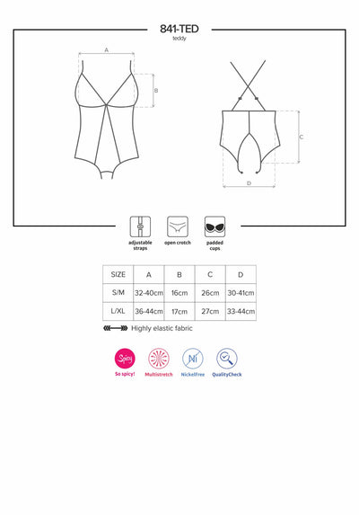 Main image for product index 7: Сетчатое боди с открытыми ягодицами Obsessive 841-TED-1 teddy