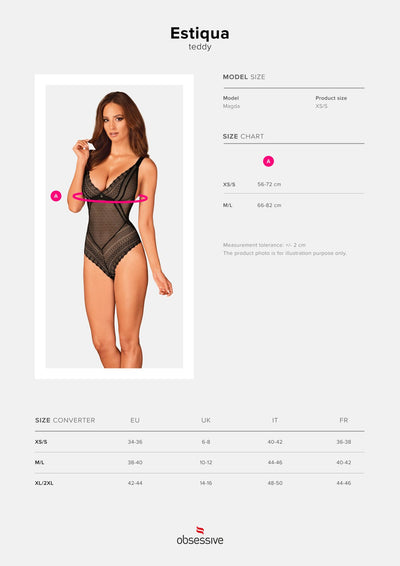 Main image for product index 7: Мереживне боді з декольте Obsessive Estiqua teddy