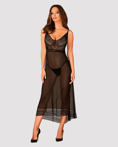 Напівпрозора довга сорочка Obsessive Estiqua chemise - фото 17