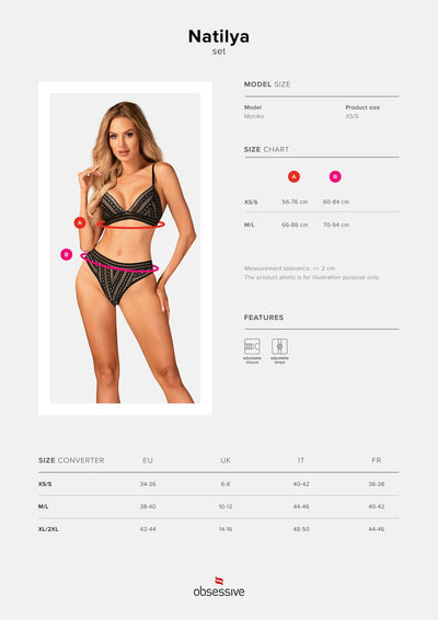 Комплект білизни Obsessive Natilya 2-pcs set - фото 12