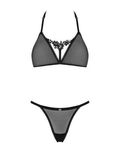 Напівпрозорий комплект Obsessive Celia Noir 2-pcs set - фото 8