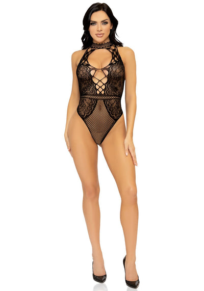 Main image for product index 6: Боді Leg Avenue Net and lace halter bodysuit