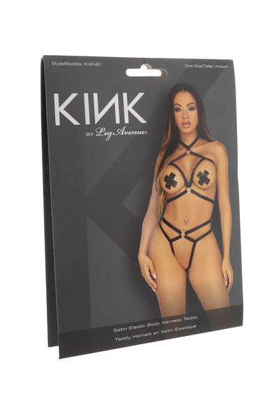 Стрепы-портупея с чокером Leg Avenue Satin elastic harness teddy - фото 6