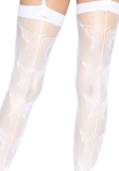 Панчохи-сітка зі швом ззаду Leg Avenue Butterfly back seam thigh highs - фото 4