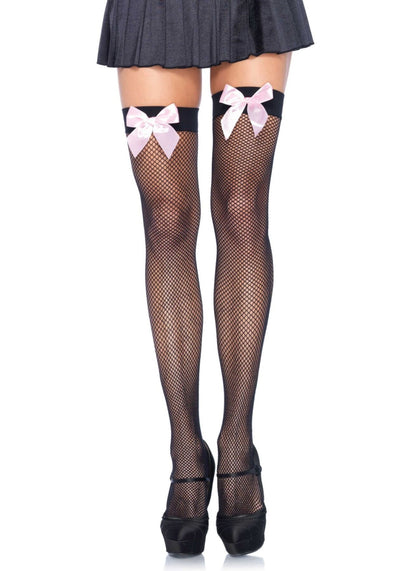 Main image for product index 10: Панчохи-сітка з атласним бантиком Leg Avenue Fishnet Thigh Highs With Bow