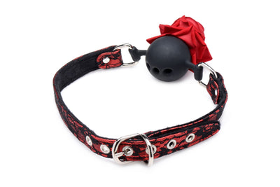 Кляп з трояндою Master Series: Eye-Catching Ball Gag With Rose - фото 4