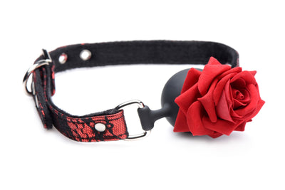 Кляп з трояндою Master Series: Eye-Catching Ball Gag With Rose - фото 2