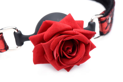 Кляп з трояндою Master Series: Eye-Catching Ball Gag With Rose - фото 3