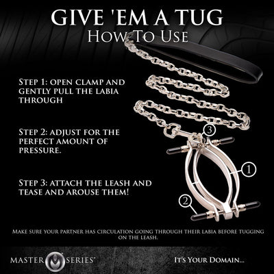Зажим для половых губ Master Series: Pussy Tugger Adjustable Vagina Clamp with Chain - фото 6