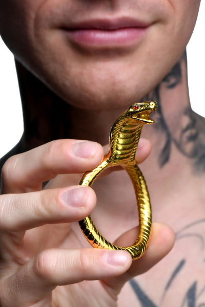 Эрекционное кольцо с головой кобры Master Series: Cobra King Golden Cock Ring - фото 4