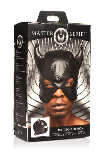 Маска з рогами Master Series: Dungeon Demon Bondage Mask with Horns - фото 9