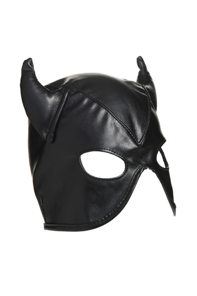 Маска з рогами Master Series: Dungeon Demon Bondage Mask with Horns - фото 3