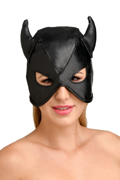 Маска з рогами Master Series: Dungeon Demon Bondage Mask with Horns - фото 1