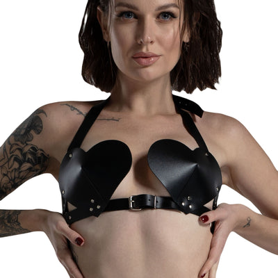 Main image for product index 6: Лиф Сердце из натуральной кожи Feral Feelings - Hearts Bra